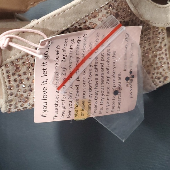 Zigi Soho Silvy Embellished Beige Open Toe Platform Pumps Size 5 - Picture 3 of 9